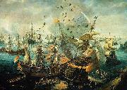 Cornelis Claesz. van Wieringen The explosion of the Spanish flagship during the Battle of Gibraltar, 25 April 1607 USA oil painting artist